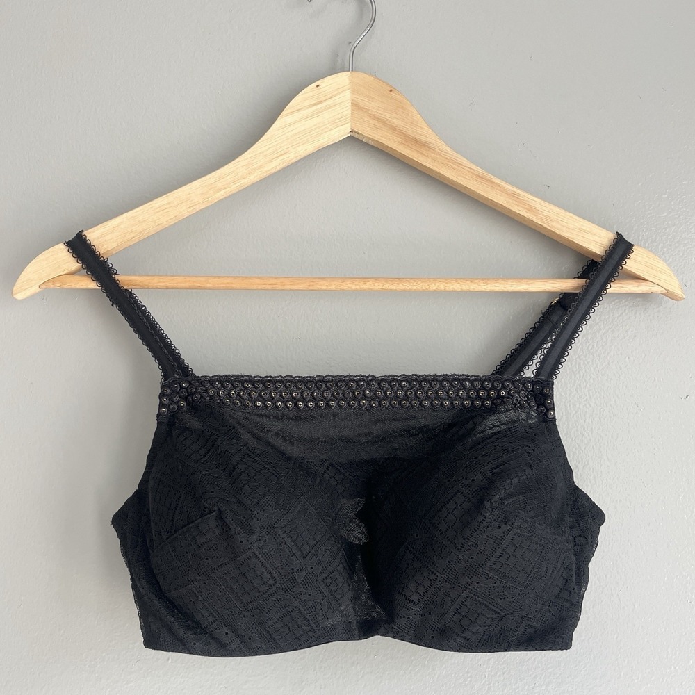 Soma Intimates Bra Black Lace Camisole Gold Sequins Detail Underwired 36B
